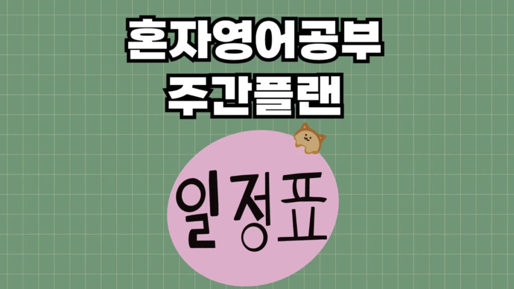 혼자영어공부 주간플랜