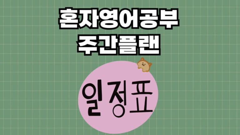 혼자영어공부 주간플랜